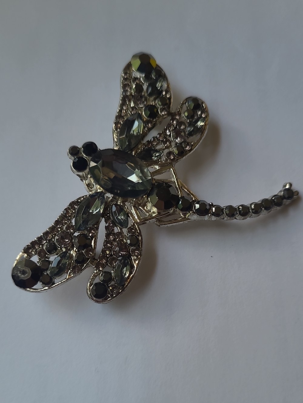 Gray Crystal Dragonfly Brooch Pin - Women Jewelry